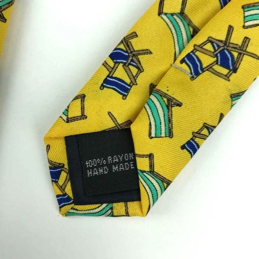 Utopia Men's Tie Handmade Yellow Beach Chair Relax Vacation Novelty Necktie 58